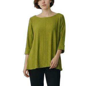LTX Sportswear Chartreuse Textured Swing Tunic 3/4 Sleeves Made in USA - Small